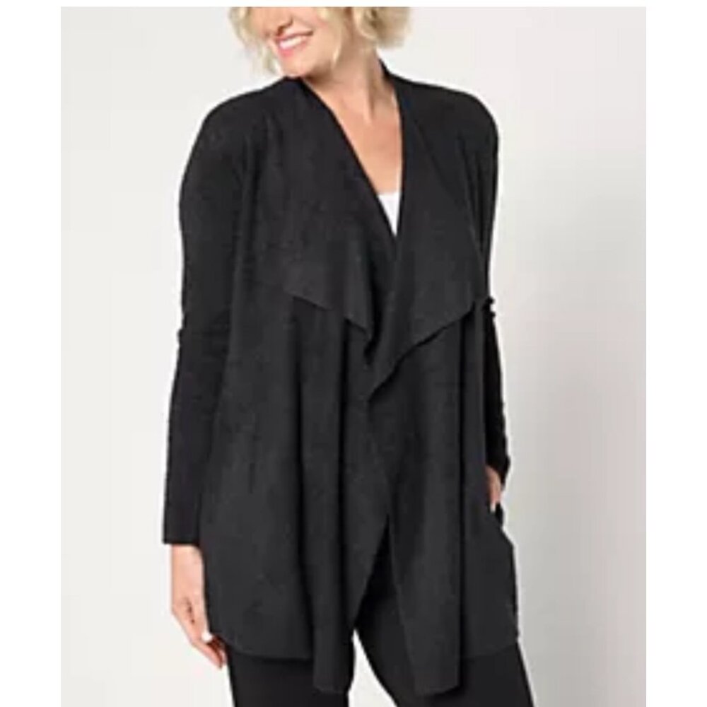 Barefoot Dreams CozyChic Lite Open Front Cardigan XXS/XS dark gray Nylon/Rayon